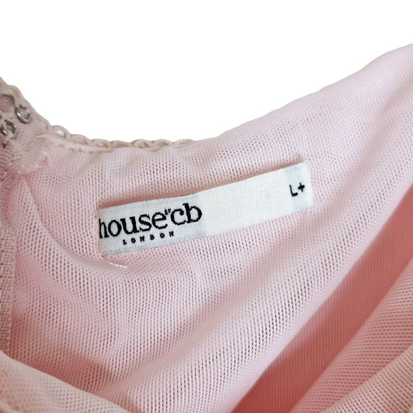 House of CB Deva Ombre Pink‎ Orange Mesh Corset Mini Dress Size L+/XL - Picture 4 of 11